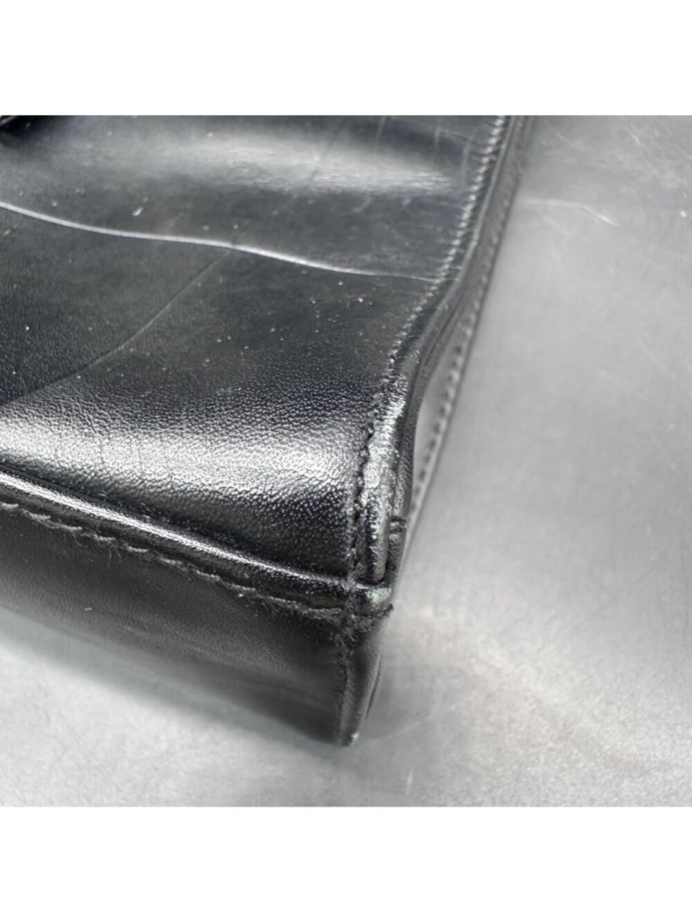 Vintage Purse Faux Leather Black Y2K Handbag Top Handle Silver Buckle Retro - Picture 15 of 16
